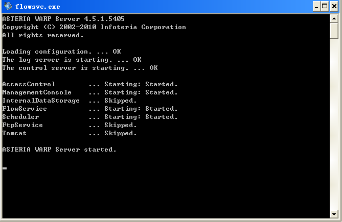 起動時のコンソール