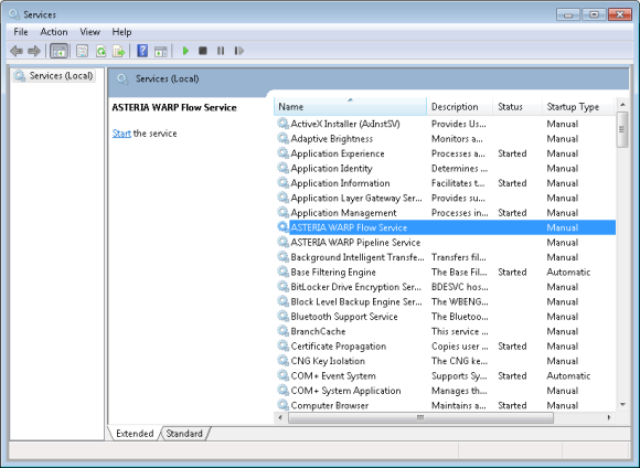 Windowsサービス画面