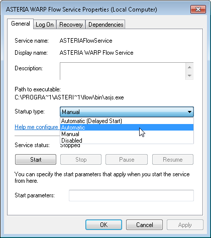 Windowsサービス画面
