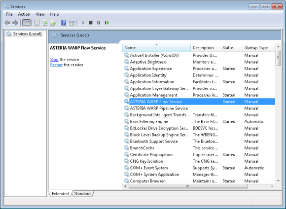 Windowsサービス画面