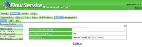 Max Memory Size in the Management Console
