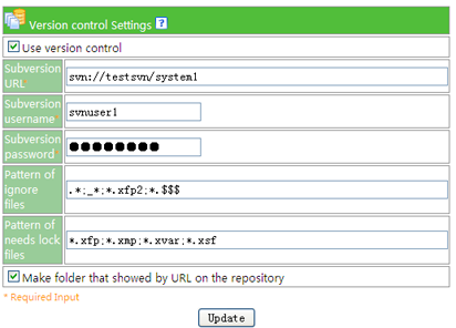 Context setup screen