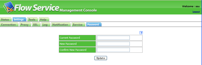 Password setup screen