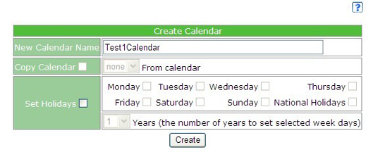 Calendar creation screen