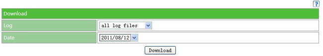 Log file download screen