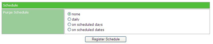 Log deletion schedule registration screen