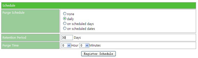 Daily Schedule Configuration screen
