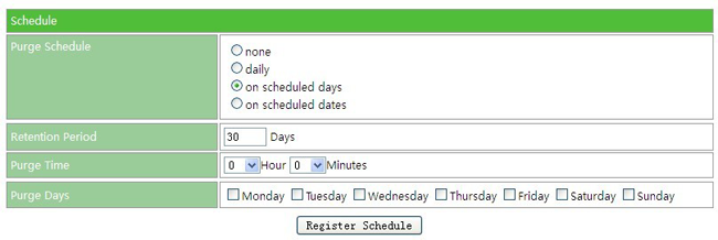 Weekly Schedule Configuration screen