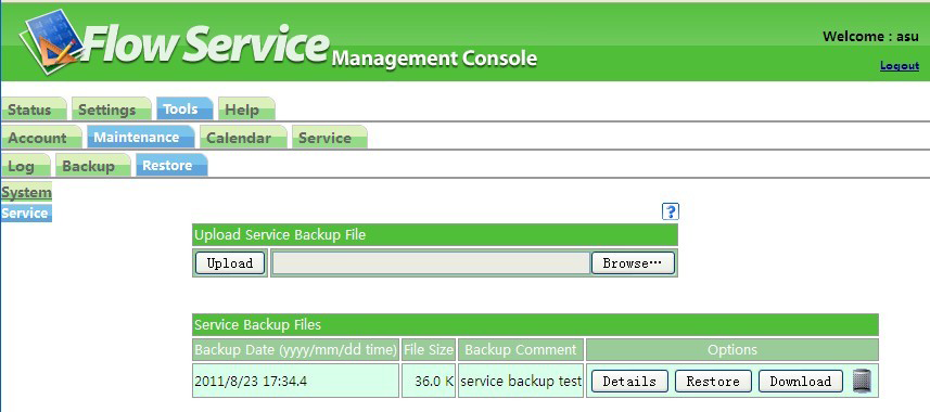 Service display screen