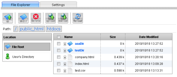 the file list