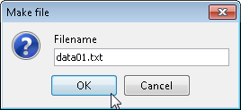 The dialog box to create a new file