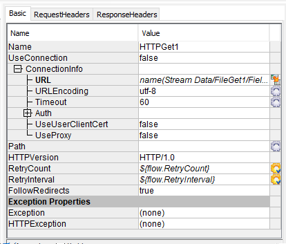 HTTPGet component properties.