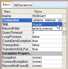 Properties of a component in the inspector