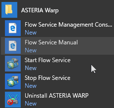 管理コンソールのWindowsメニュー
