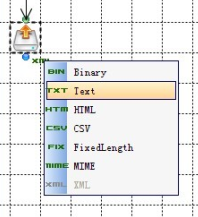 The menu to select the FileGet component's stream type.