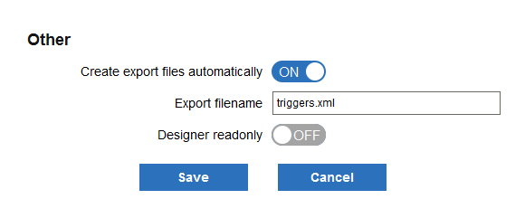 Export file settings in the Other settings for a user account.