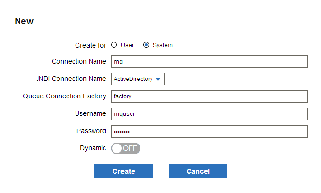 Queue connection dialog box