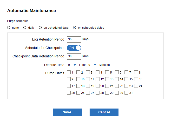 weekly schedule setting page