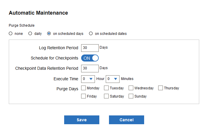 weekly schedule setting page