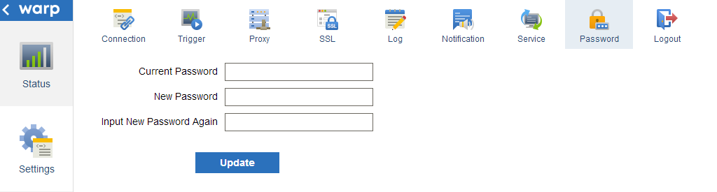 password setting page