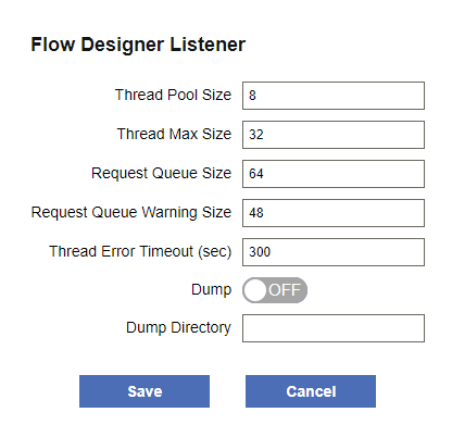 Flow Designer listener setting dialog box