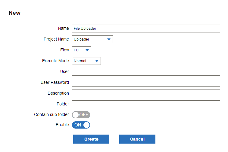 FTP trigger dialog box