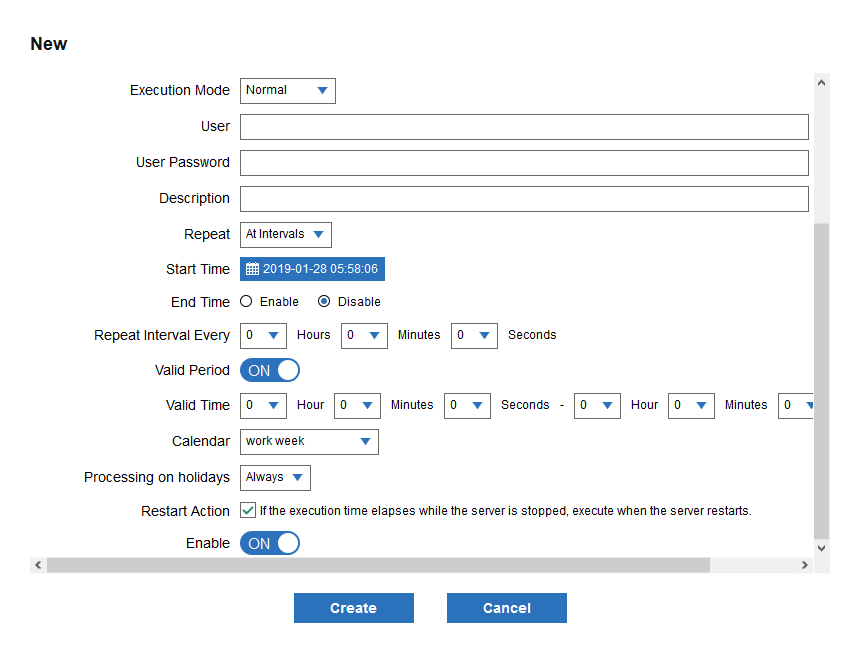 schedule trigger dialog box