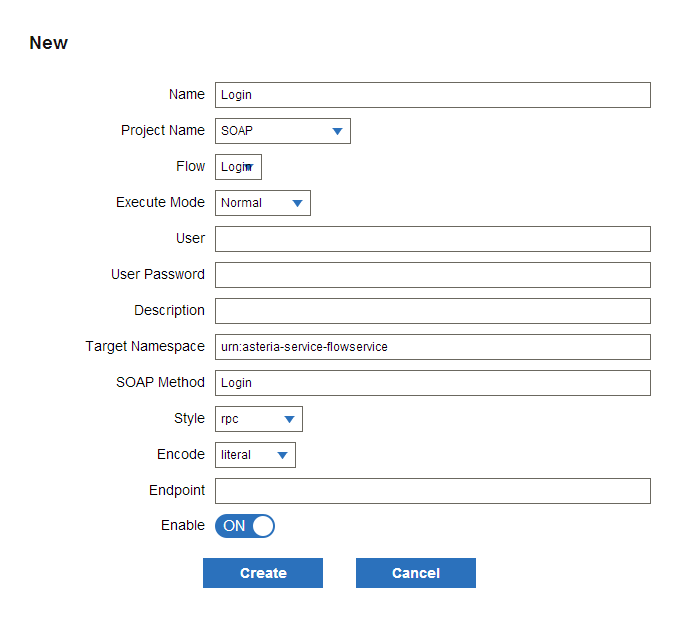 SOAP trigger dialog box