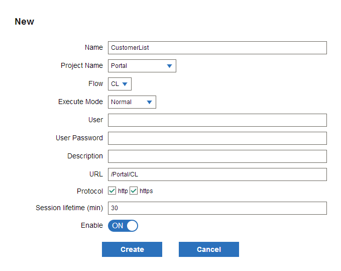 URL trigger dialog box