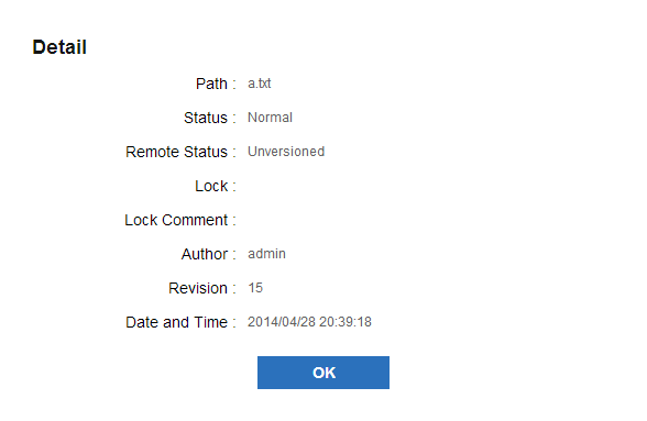 More detailed information on the version control status.