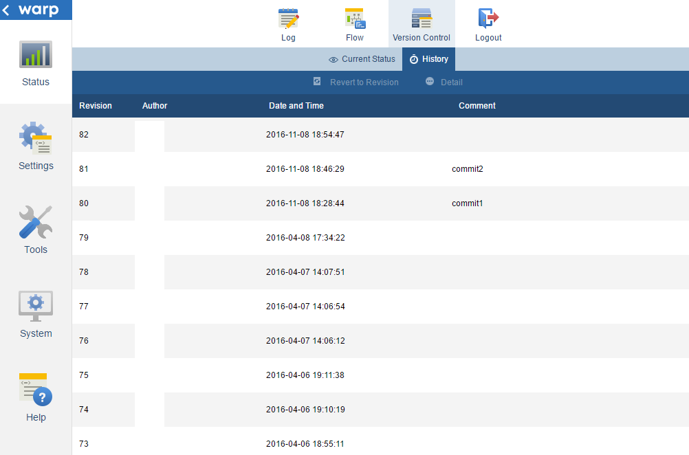 version control page